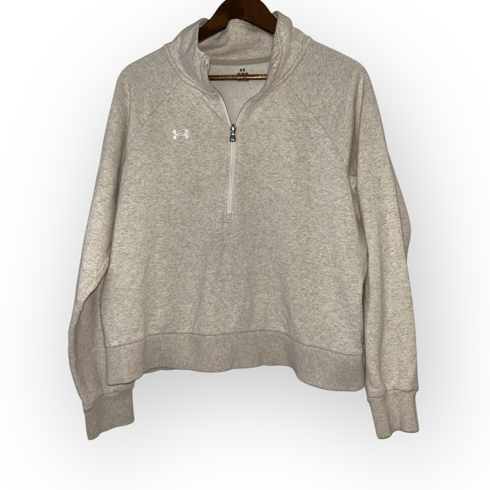Under Armour Rival Fleece Cropped Quarter-Zip Pullover SIZE LARGE